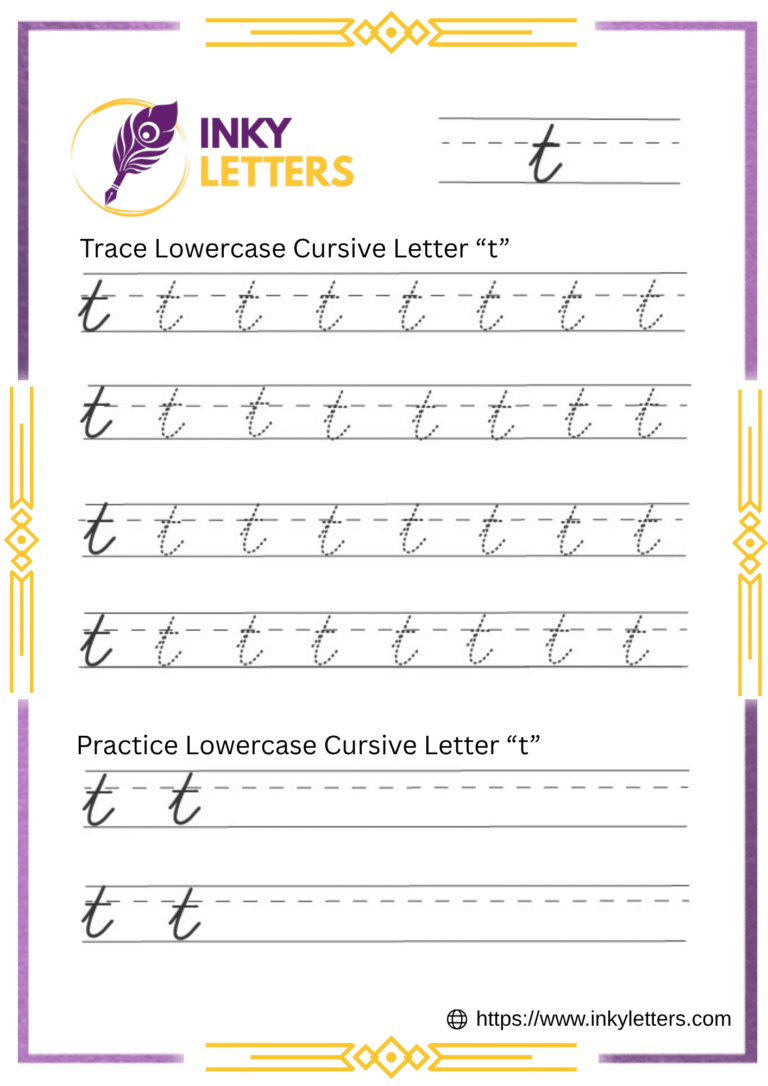 T Tutorial Cursive T - Worksheets and Tutorial (Uppercase + Lowercase)