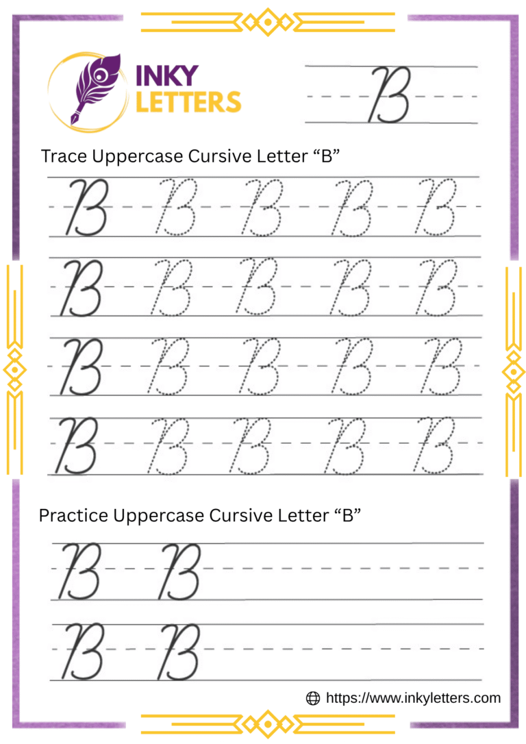 Cursive B - Worksheets and Tutorial (Uppercase + Lowercase)