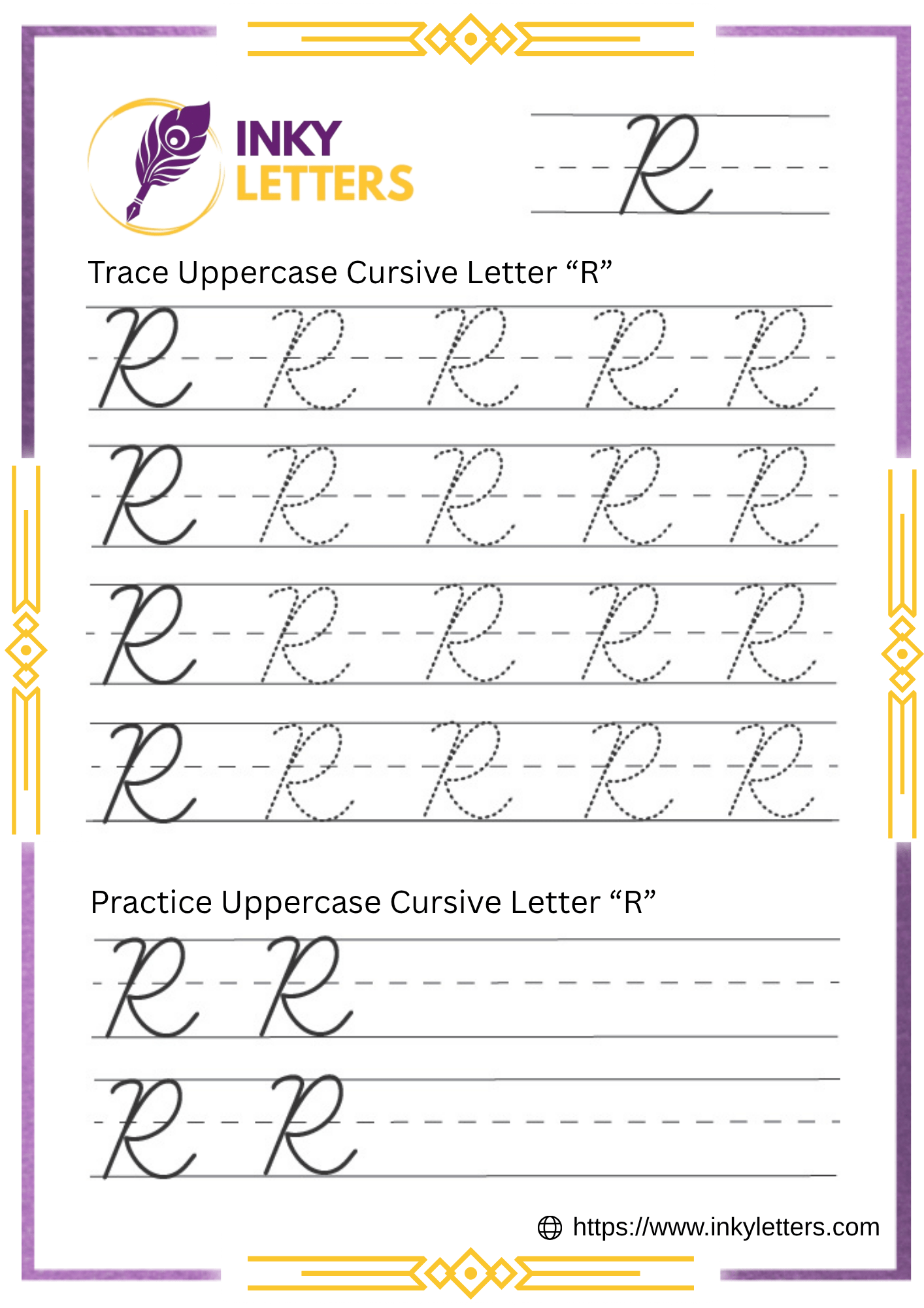 Cursive R - Worksheets and Tutorial (Uppercase + Lowercase)