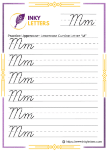 Cursive M Paper Cursive M - Worksheets and Tutorial (Uppercase + Lowercase)