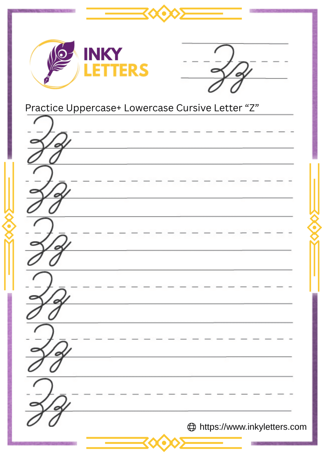 Cursive Z Worksheets and Tutorial (Uppercase + Lowercase)